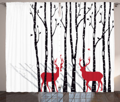 Deer Tree Forest Bird Curtain