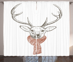 Deer with Scarf Winter Curtain
