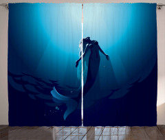 Mermaid in Deep Water Curtain