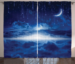 Night Sky Moon Stars Curtain