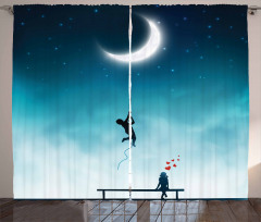 Boy Climbing to the Moon Curtain