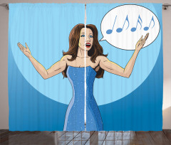 Comic Book Art Singing Woman Curtain