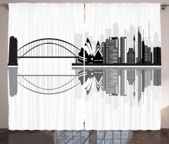 Monochrome Sydney Skyline Curtain