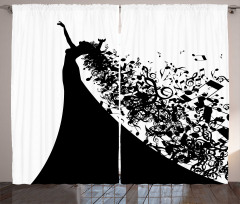 Black and White Singer Woman Curtain