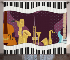 Cartoon Musical Instruments Curtain