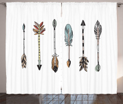 Tribal Arrows Drawn by Hand Curtain