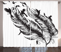 Flying Bird Silhouettes Curtain