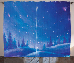 Cold Snowy Night Painting Curtain