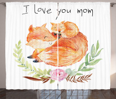 Mom Fox and the Baby Hugging Curtain