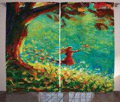 Painting of a Forest Scene Curtain