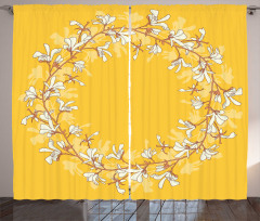 Floral Wreath with Magnolias Curtain