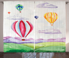 Hot Air Balloons Scene Curtain