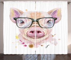 Pig Portrait with Spots Curtain