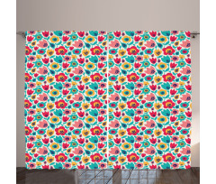 Graphical Flower Silhouettes Curtain