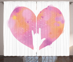 Watercolor Heart Rock Sign Curtain