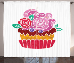 Tasty Blueberry Cake Cream Curtain