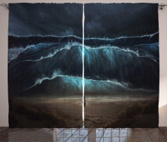 Gothic Wave Alone Woman Curtain