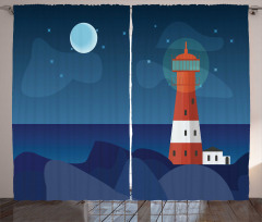 Lighthouse at Night Curtain