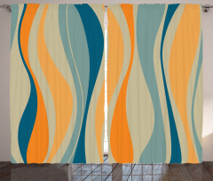 Retro Vibrant Stripes Curtain