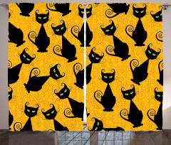 Black Cat Vintage Curtain