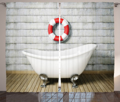 Grunge Wall Sailor Bath Curtain