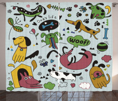 Vivid Playful Dog Pattern Curtain