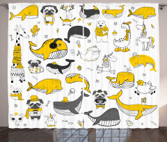 Childish Funny Animals Curtain