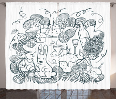 Monochrome Art Easter Curtain