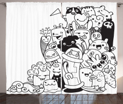 Monotone Monster Characters Curtain