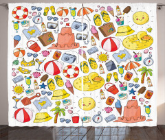 Vivid Summer Vacation Items Curtain