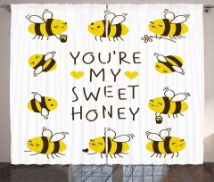 Love Text and Happy Bees Curtain