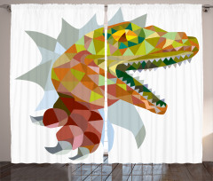 Colorful Mosaic T-rex Curtain