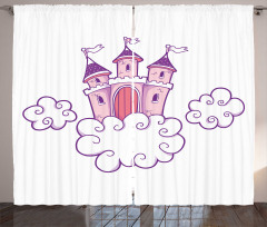 Dreamy Fortress Clouds Art Curtain