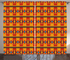 Warm Tones Geometrical Art Curtain