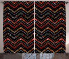 Ethnical Zigzag Chevron Art Curtain