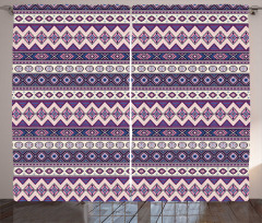 Purple Art Tribal Triangles Curtain