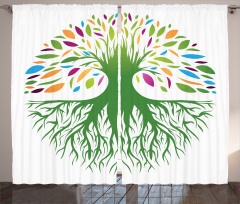Colorful Tree Art Curtain