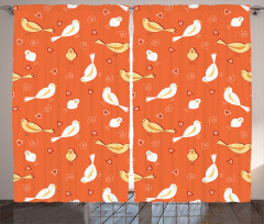 Birds with Heart Shapes Curtain