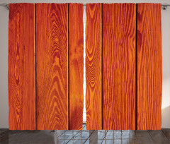 Wood Timber Floor Orange Curtain