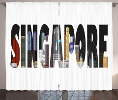 City Skyline in Lettering Curtain