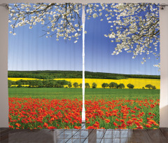 Poppy Field Landscape Curtain