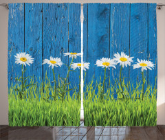 Spring Grass and Daisy Curtain