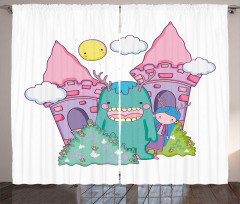 Little Girl Monster Castle Curtain