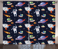 Galaxy Asteroid UFO Astronaut Curtain