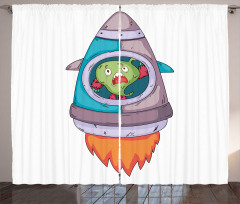 Monster Rocket Space Travel Curtain