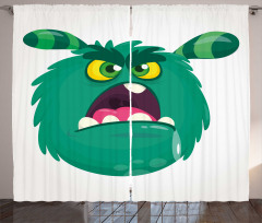 Fluffy Angry Monster Cartoon Curtain