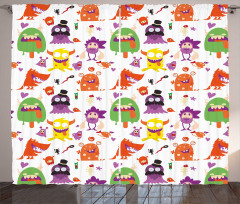 Monsters Animal Funny Cartoon Curtain