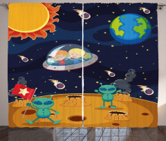 Children Space Travel Galaxy Curtain