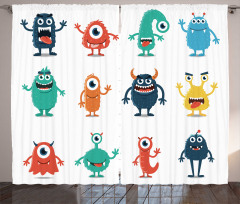 Colorful Monster Graphic Art Curtain