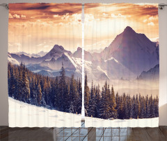 Winter Evening Mountain Curtain